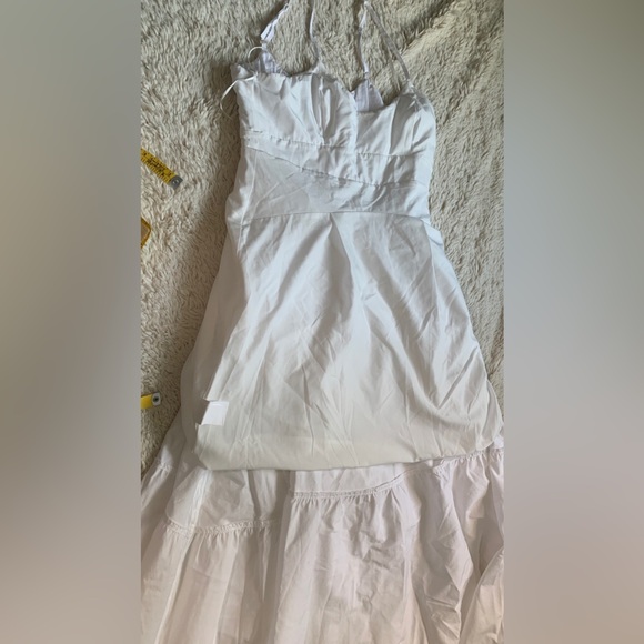 Express tiered white goddess maxi summer dress size small adjustable strap - Picture 4 of 10